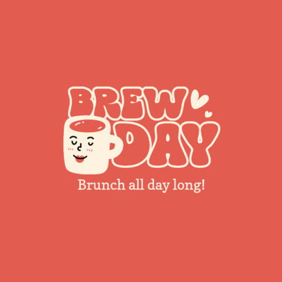 Logo Generator for a Brunch Place with a Smiling Coffee Cup Illustration