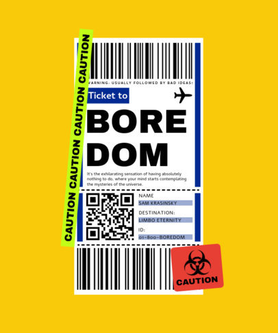 T-Shirt Design Maker Featuring a Ticket with a Bar Code and a QR