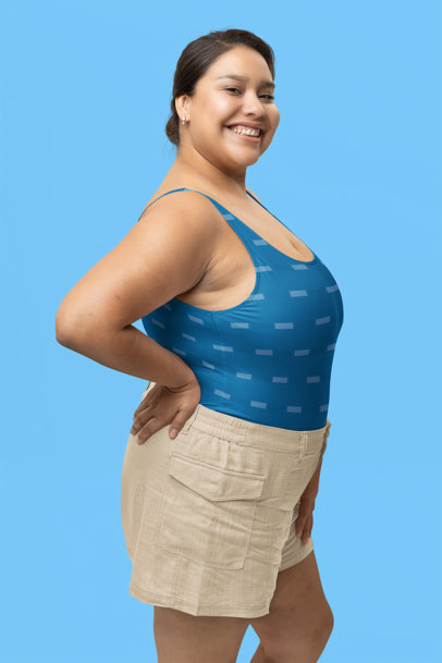 Swimsuit Mockup of a Cheerful Woman Posing in a Studio