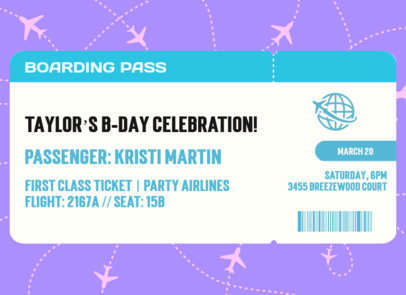 Invitation Design Template with Plane Illustrations for a Birthday Party