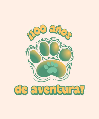 T-Shirt Design Template Featuring a Paw Graphic Inspired by a Disney Animated Movie