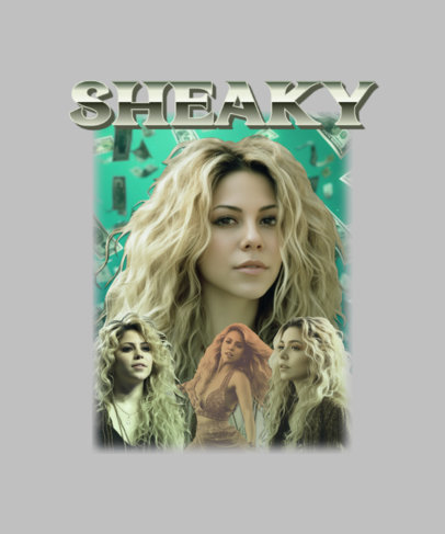 Merch T-Shirt Design Generator Featuring an AI Graphic Inspired by Shakira