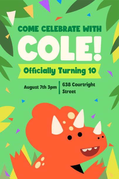 Birthday Invitation Maker Featuring a Dinosaur Graphic