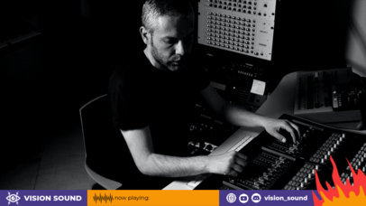 Twitch Overlay Maker for Music Streamers Featuring a Flame Graphic