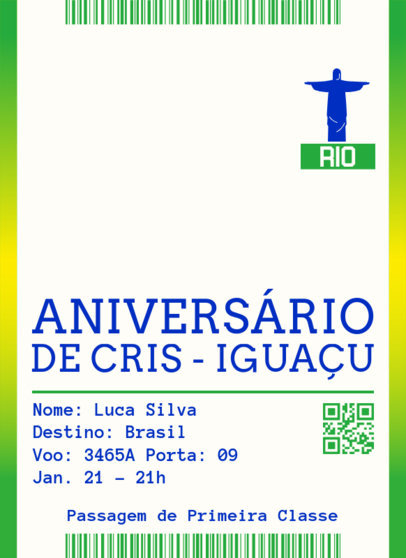 Invitation Design Creator Featuring a Christ The Redeemer-Inspired Icon with a Flight Ticket Style