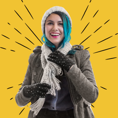 People Photo Stock Maker with Plain Color and Sketches Background 