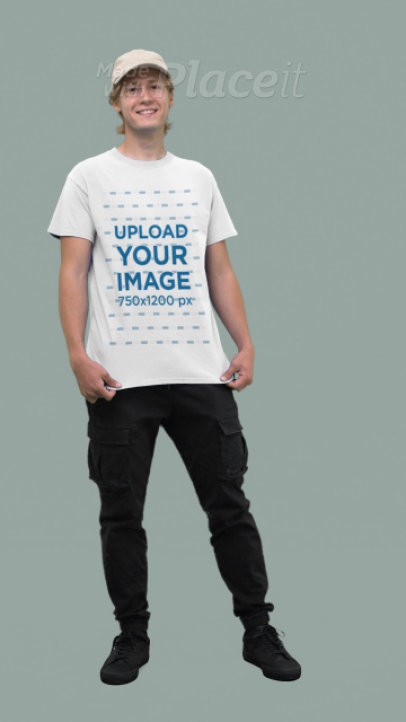 Gildan T-Shirt Video of a Smiling Man Posing in a Studio