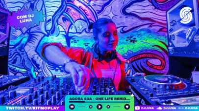 Twitch Overlay Template Featuring a Neon-Themed Aesthetic for DJ Streamers