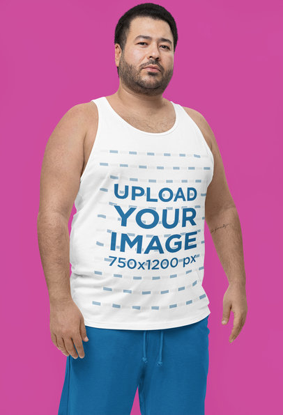 Bella Canvas Tank Top Mockup Featuring a Serious Bearded Man