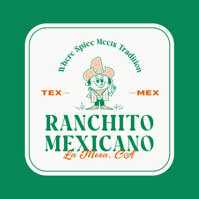 Online Logo Template with a Cartoonish Cowboy for a Tex-Mex Restaurant