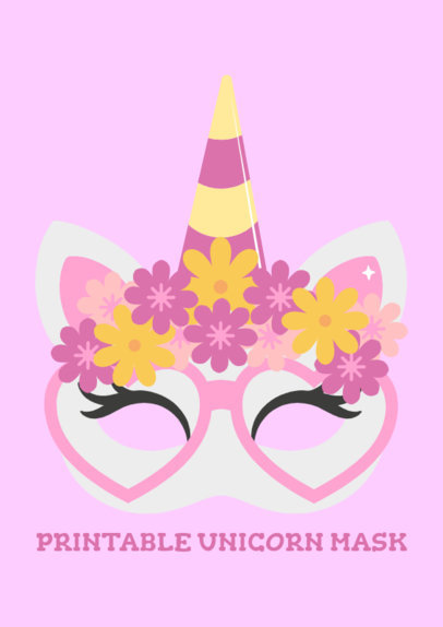 Colorful Printable Mask Creator Featuring a Unicorn Graphic