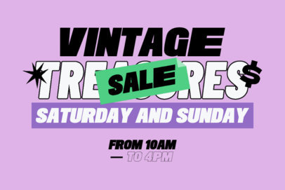 Yard Sign Template with Bold Typefaces for a Vintage Sale