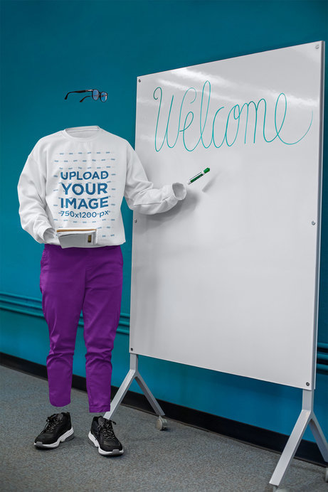 Sweatshirt Mockup Featuring a Ghost Model Using a Board