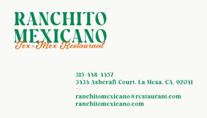 Back Business Card Design Maker with a Tex-Mex Restaurant's Contact Info
