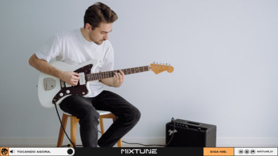Twitch Overlay Template Featuring an Artist Playing an Electric Guitar 