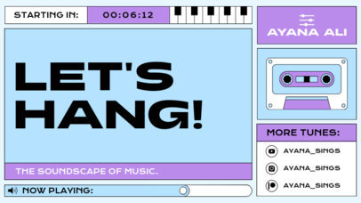 Twitch Screen Design Maker for a Music Streamer Featuring a Countdown to Start