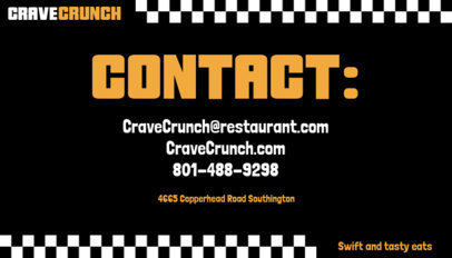 Back Business Card Generator Featuring a Fast-Food Restaurant's Contact Info