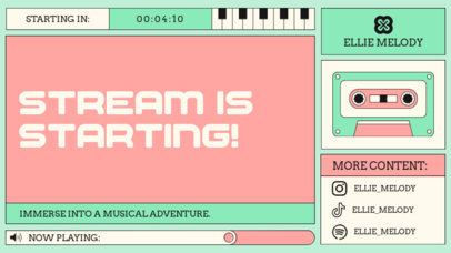 Twitch Screen Maker for a Music Streamer Featuring a Starting Soon Message