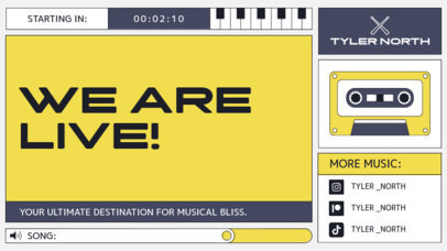 Twitch Screen Generator Featuring Illustrated Piano Keys for a Music Streamer