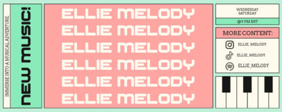 Twitch Profile Banner Maker with a Retro Colorful Layout for a Music Streamer