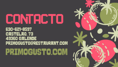 Back Business Card Generator With Contacto Info for an Italian Food Place