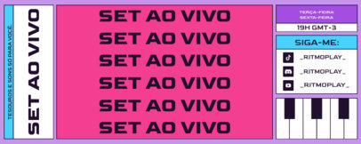 Colorful Twitch Profile Banner Template Featuring Illustrated Piano Keys