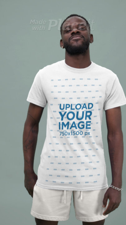 Gildan T-Shirt Video Featuring a Happy Bearded Man in a Customizable Background