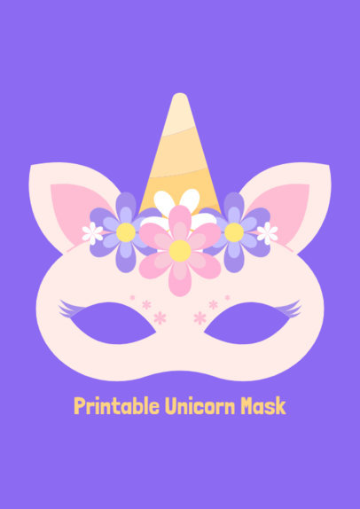 Party Printable Mask Template Featuring a Unicorn for a Child's Party