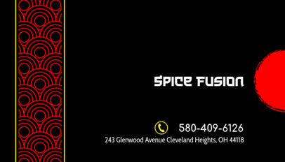 Back Business Card Generator for an Asian Food Place With Contact Info