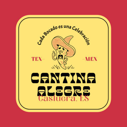 Logo Template with a Chili Cartoon for a Mexican Restaurant