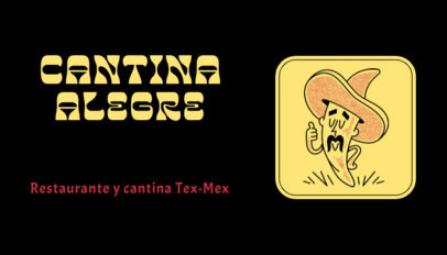 Front Business Card Template with a Chili Cartoon for a Mexican Restaurant