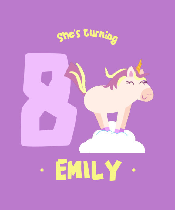 T-Shirt Design Creator Featuring a Unicorn Graphic for a Girl's Bday Party