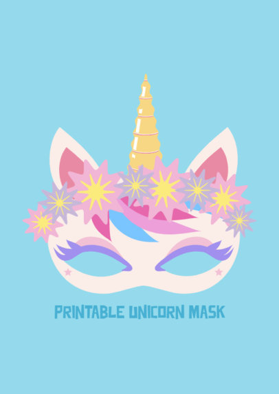 Printable Mask Generator Featuring a Unicorn Theme for a Kid's Party