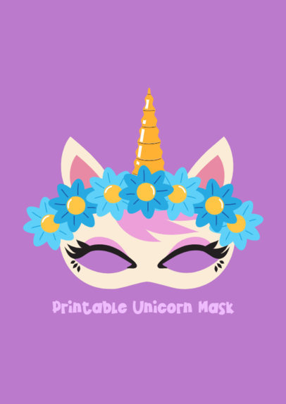 Printable Mask Creator for a Girl's Bday Featuring a Unicorn Theme 5783f