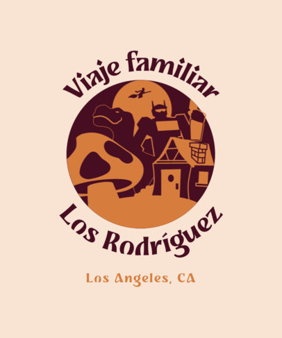 T-Shirt Design Template Featuring Illustrated Mushrooms for a Family Vacation 