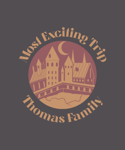 T-Shirt Design Maker with an Illustrated Castle for a Family Vacation Souvenir