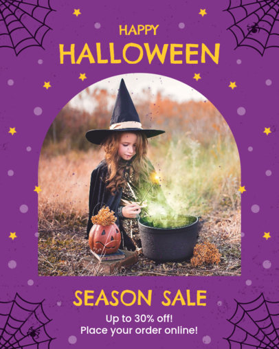 Instagram Post Maker with Illustrated Backgrounds for Halloween Sales 