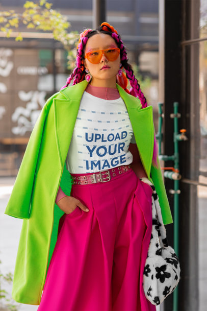 Bella Canvas T-Shirt Mockup Featuring a Woman With a Cosplay Costume