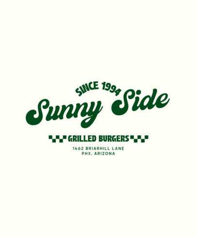 Front T-Shirt Design Maker with a Retro Aesthetic for a Restaurant