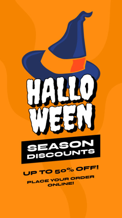 Instagram Story Template for Halloween Sales with Spooky Character Illustrations