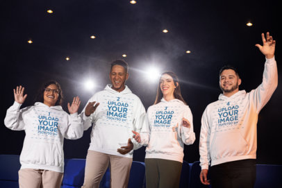 Gildan Hoodie Mockup Featuring a Smiling Group of Christian People