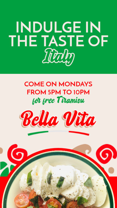 Instagram Story Maker to Promote an Italian Restaurant