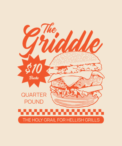 Back T-Shirt Design Template with Retro Illustrations for a Restaurant