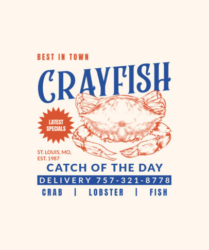 Back T-Shirt Design Maker for a Seafood Restaurant With a Crab Graphic