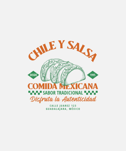 Back T-Shirt Design Maker with Illustrated Tacos for a Mexican Restaurant