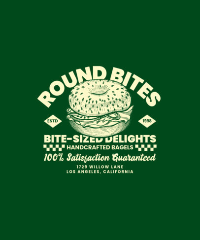Back T-Shirt Design Template with a Bagel Illustration for a Restaurant's Souvenir