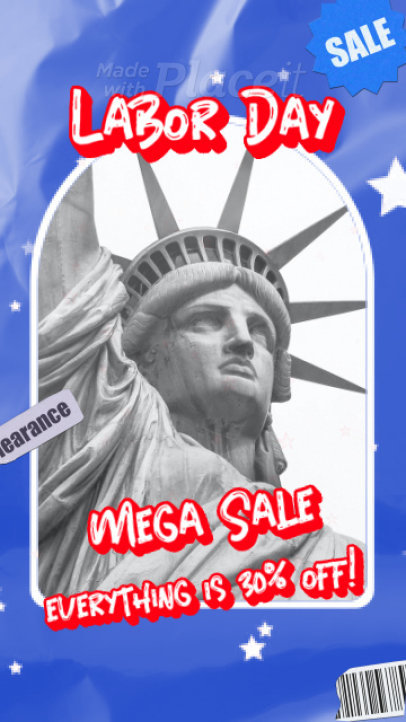 Instagram Story Video Template with Animated Text to Promote a Labor Day-Themed Sale