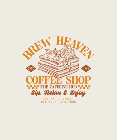 Back T-Shirt Design Creator with a Retro Aesthetic for a Coffee Shop 6517g-el1