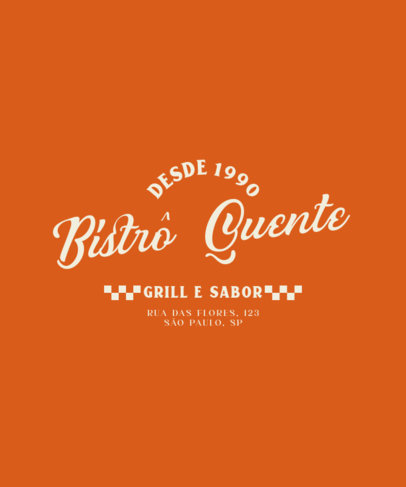 Front T-Shirt Design Template Featuring a Retro Style for a Restaurant Souvenir