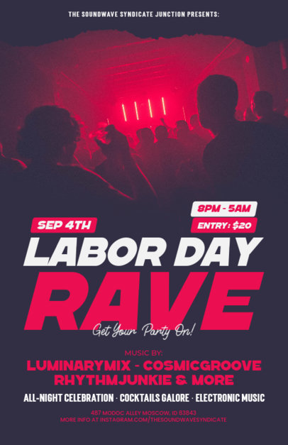 Labor Day Flyer Design Generator for a Rave Party 6502a-el1